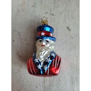 Patriotic glass Uncle Sam Germany ornament Xmas USA July 4th